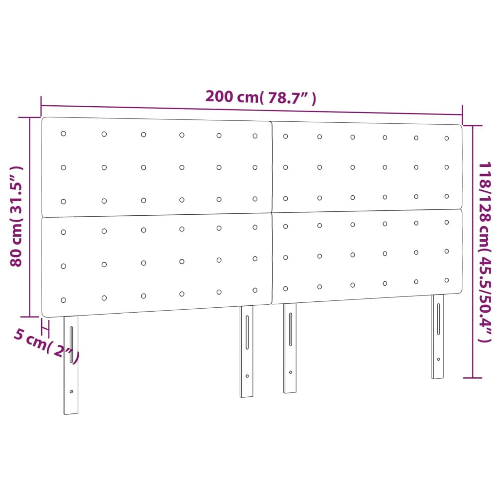 Hoofdbord LED 200x5x118/128 cm stof donkergrijs is nu te koop bij PeponiXL, paradijselijk wonen!