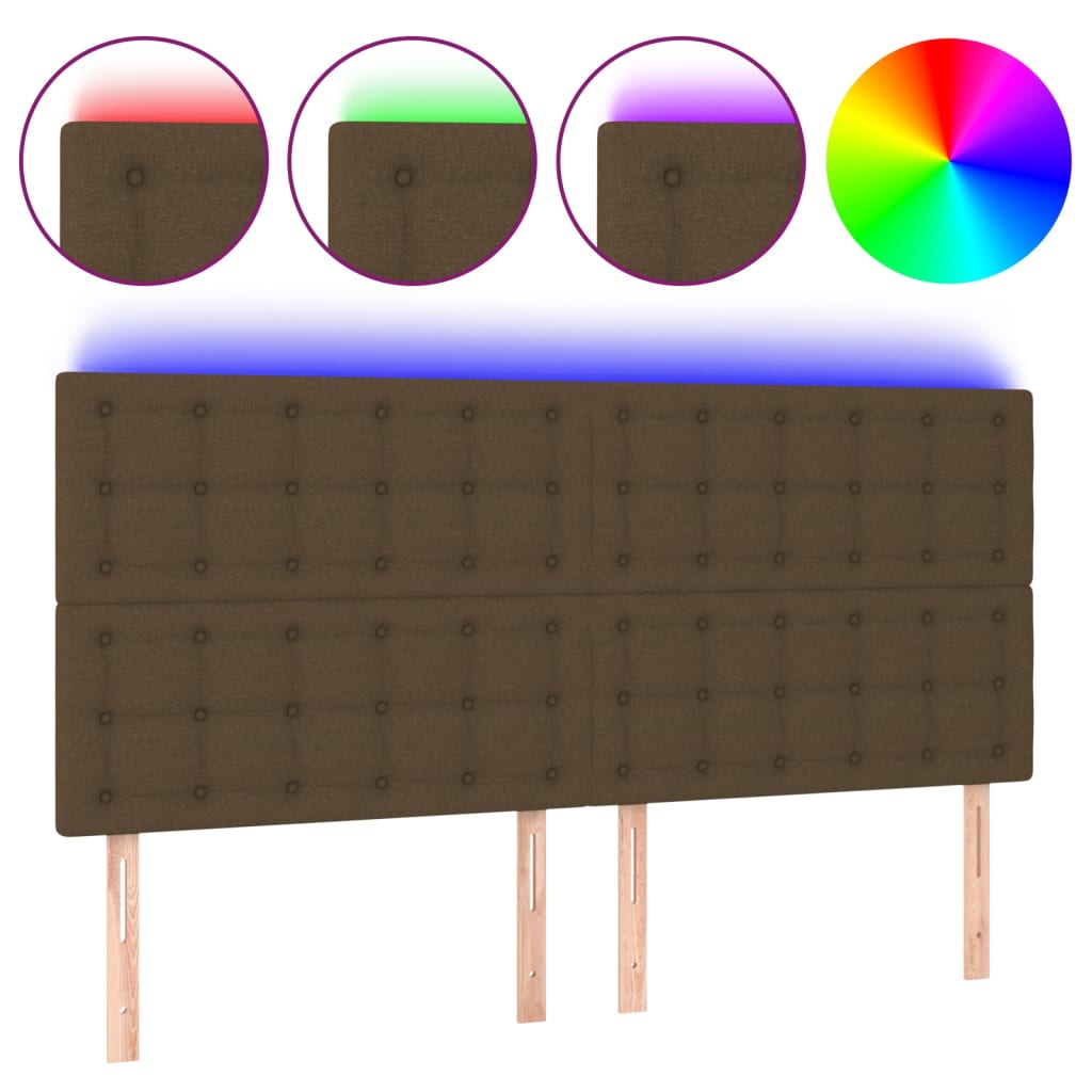 Hoofdbord LED 200x5x118/128 cm stof donkerbruin is nu te koop bij PeponiXL, paradijselijk wonen!