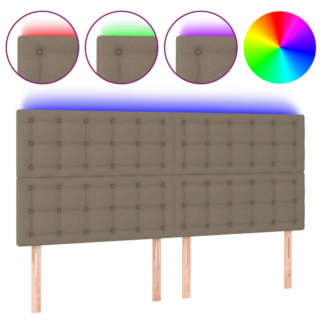 Hoofdbord LED 200x5x118/128 cm stof taupe is nu te koop bij PeponiXL, paradijselijk wonen!