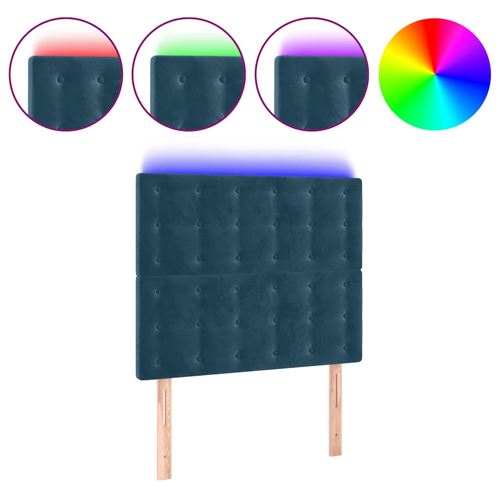 Hoofdbord LED 80x5x118/128 cm fluweel donkerblauw is nu te koop bij PeponiXL, paradijselijk wonen!