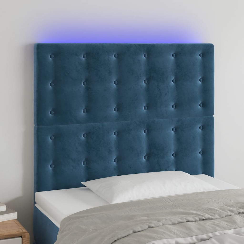 Hoofdbord LED 80x5x118/128 cm fluweel donkerblauw is nu te koop bij PeponiXL, paradijselijk wonen!