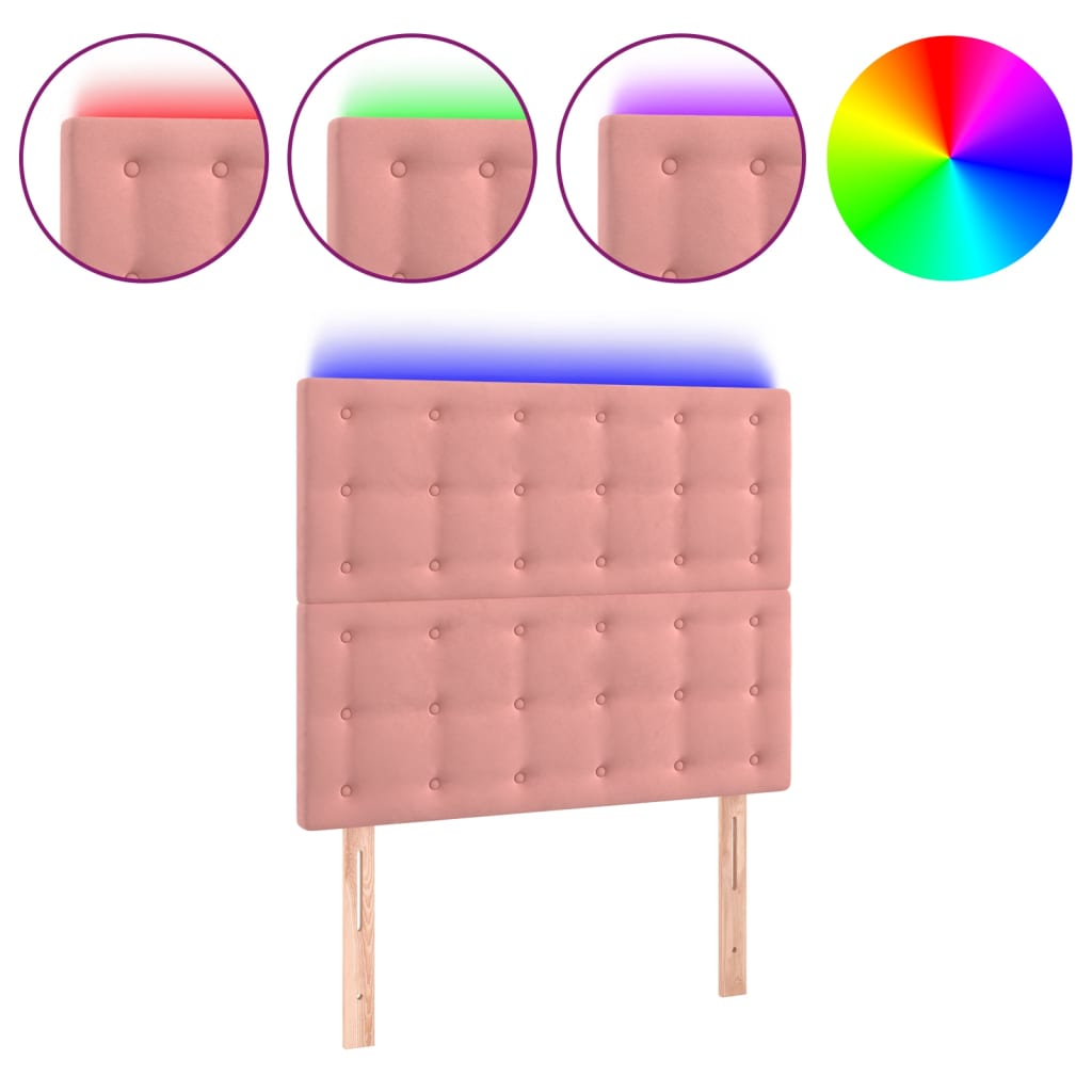 Hoofdbord LED 80x5x118/128 cm fluweel roze is nu te koop bij PeponiXL, paradijselijk wonen!