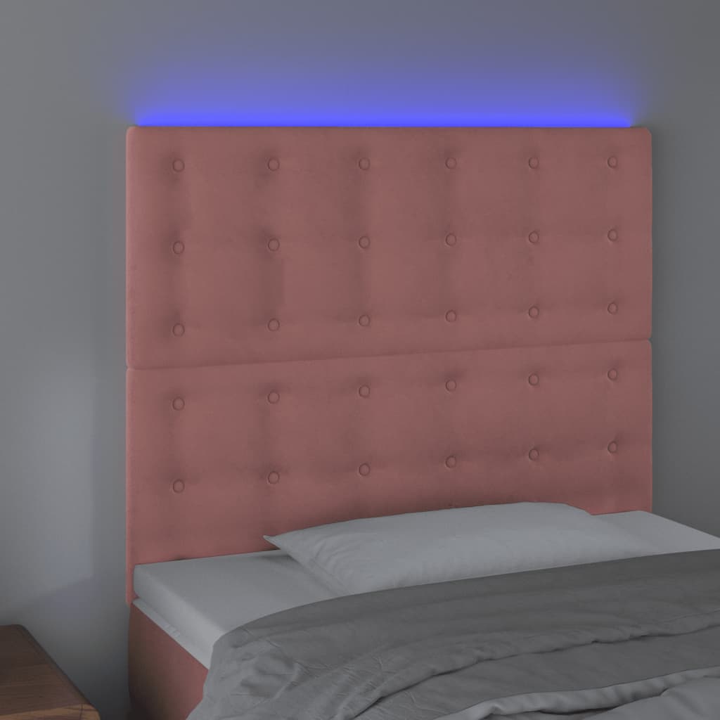 Hoofdbord LED 80x5x118/128 cm fluweel roze is nu te koop bij PeponiXL, paradijselijk wonen!
