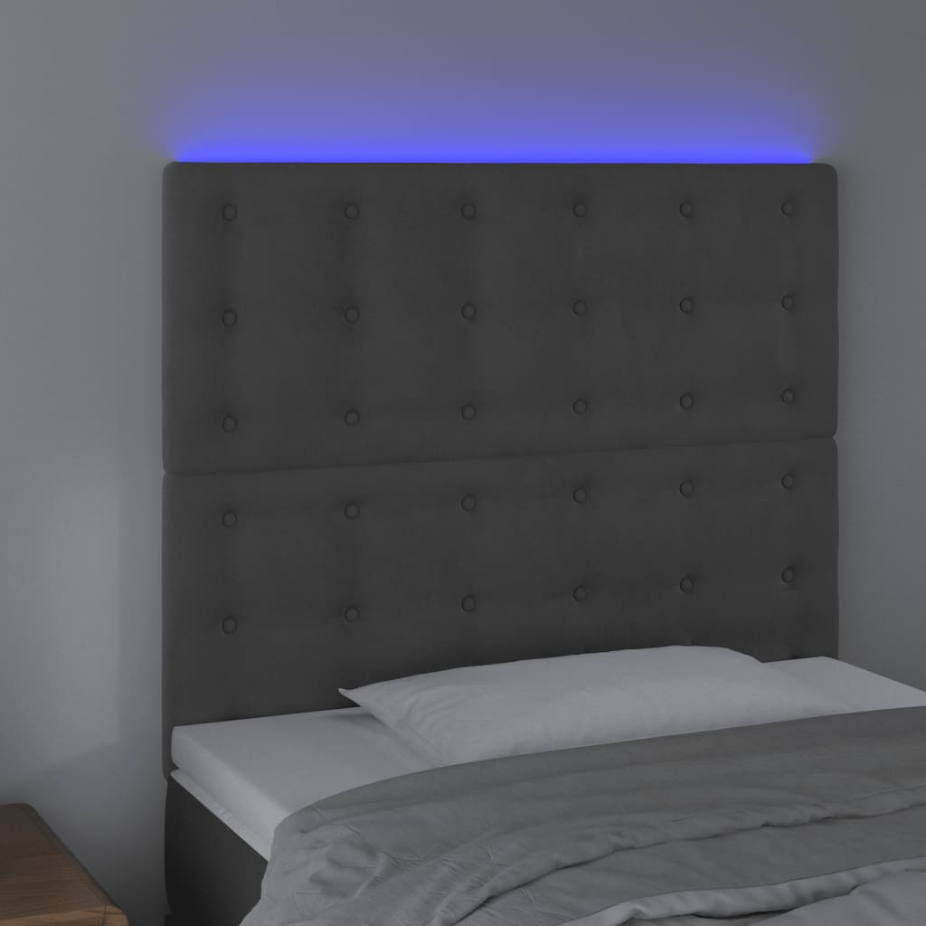 Hoofdbord LED 90x5x118/128 cm fluweel donkergrijs is nu te koop bij PeponiXL, paradijselijk wonen!