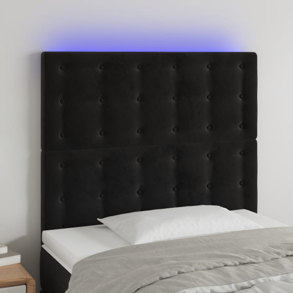 Hoofdbord LED 90x5x118/128 cm fluweel zwart is nu te koop bij PeponiXL, paradijselijk wonen!