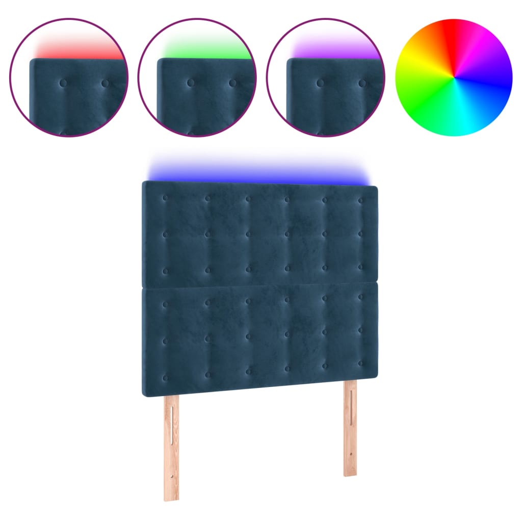 Hoofdbord LED 90x5x118/128 cm fluweel donkerblauw is nu te koop bij PeponiXL, paradijselijk wonen!