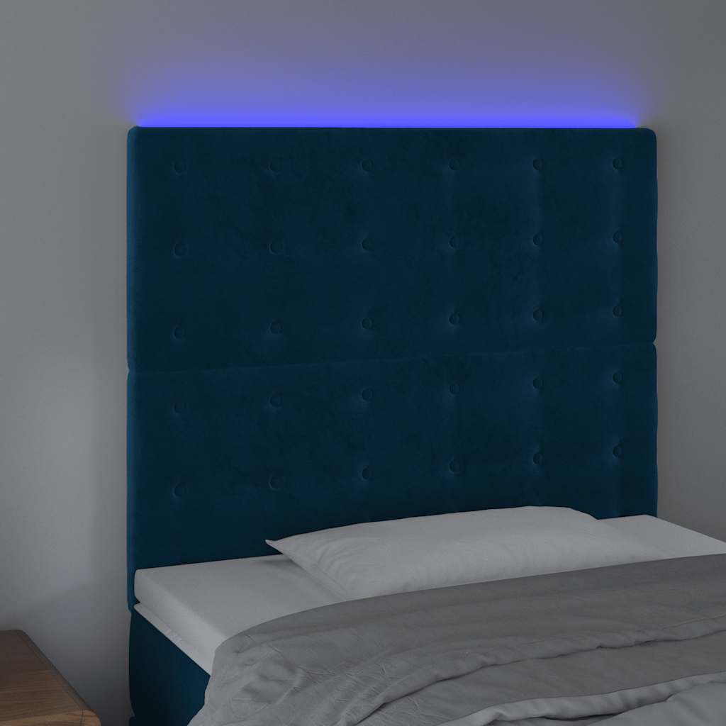 Hoofdbord LED 90x5x118/128 cm fluweel donkerblauw is nu te koop bij PeponiXL, paradijselijk wonen!