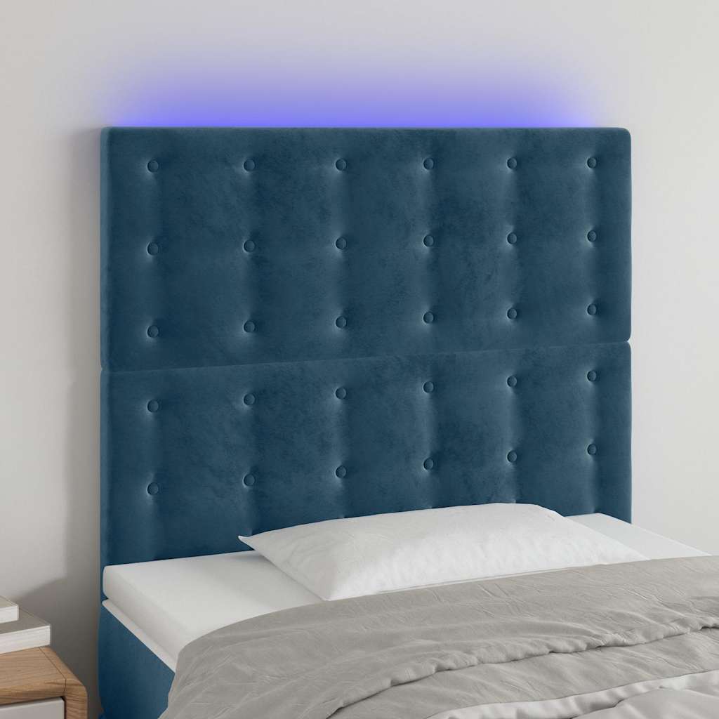 Hoofdbord LED 90x5x118/128 cm fluweel donkerblauw is nu te koop bij PeponiXL, paradijselijk wonen!