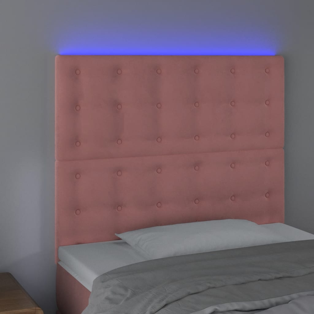 Hoofdbord LED 90x5x118/128 cm fluweel roze is nu te koop bij PeponiXL, paradijselijk wonen!