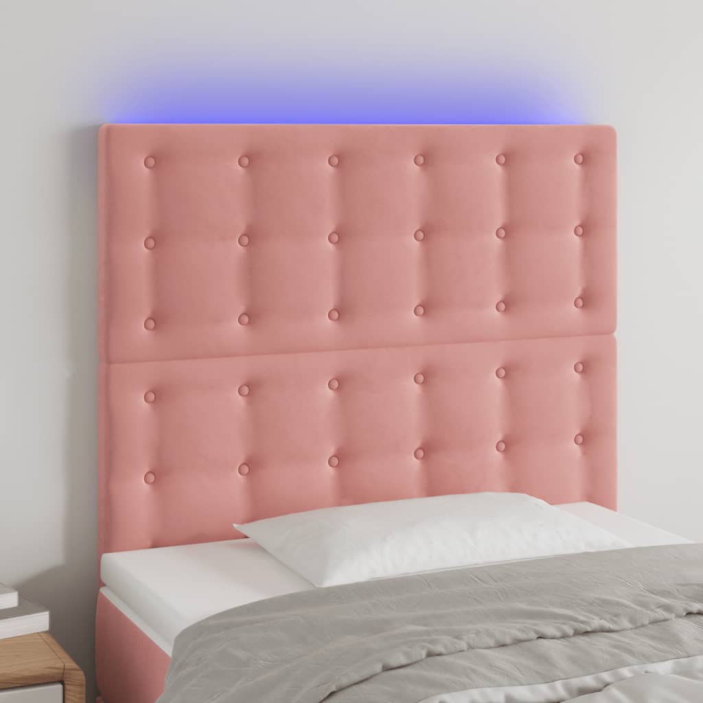 Hoofdbord LED 90x5x118/128 cm fluweel roze is nu te koop bij PeponiXL, paradijselijk wonen!