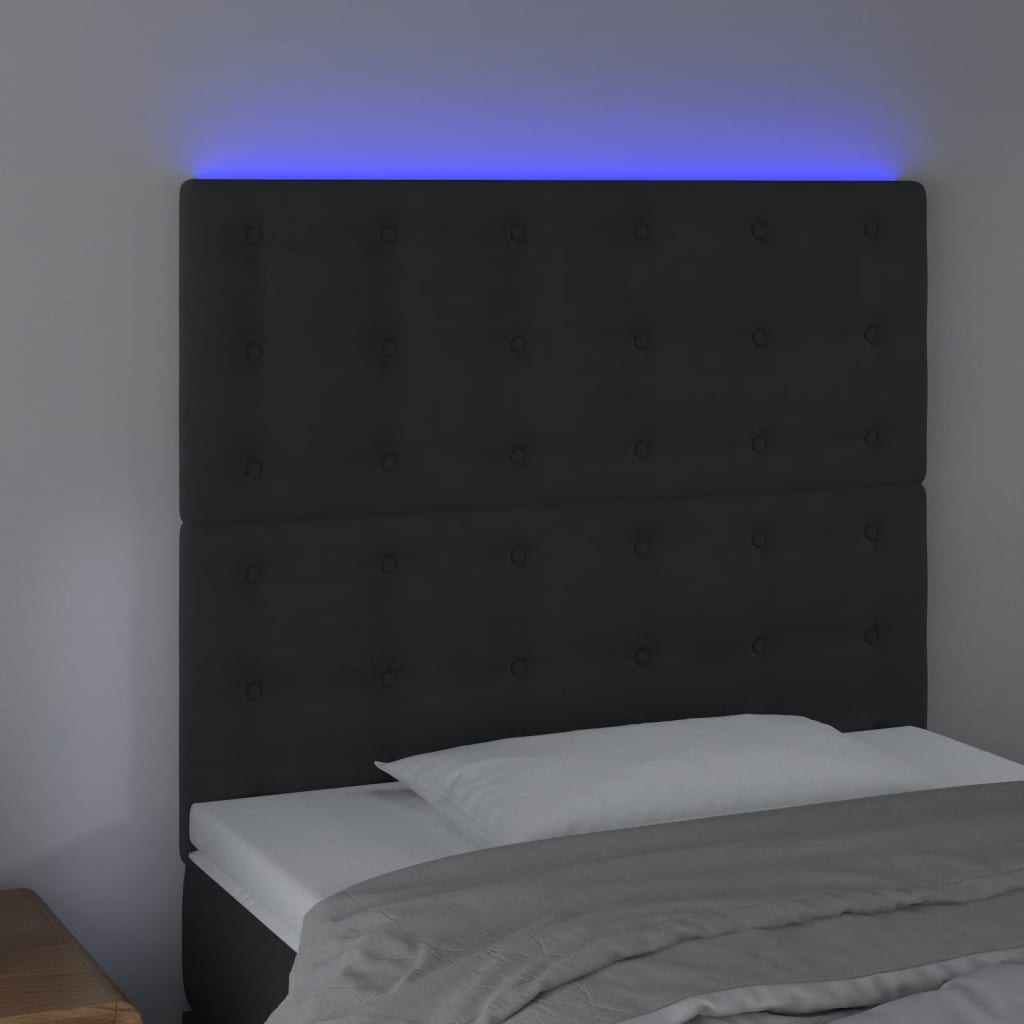 Hoofdbord LED 100x5x118/128 cm fluweel zwart is nu te koop bij PeponiXL, paradijselijk wonen!