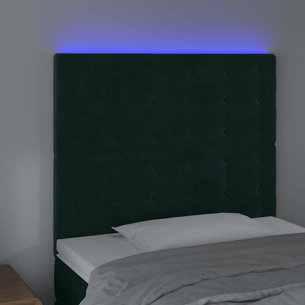 Hoofdbord LED 100x5x118/128 cm fluweel donkergroen is nu te koop bij PeponiXL, paradijselijk wonen!