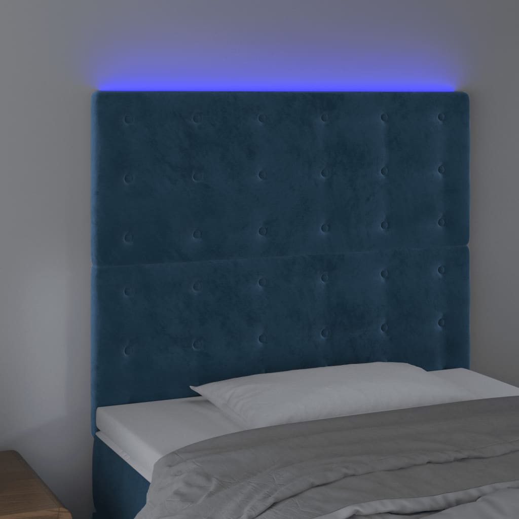Hoofdbord LED 100x5x118/128 cm fluweel donkerblauw is nu te koop bij PeponiXL, paradijselijk wonen!