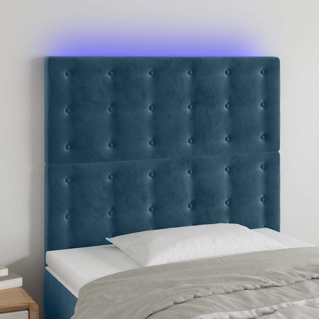 Hoofdbord LED 100x5x118/128 cm fluweel donkerblauw is nu te koop bij PeponiXL, paradijselijk wonen!