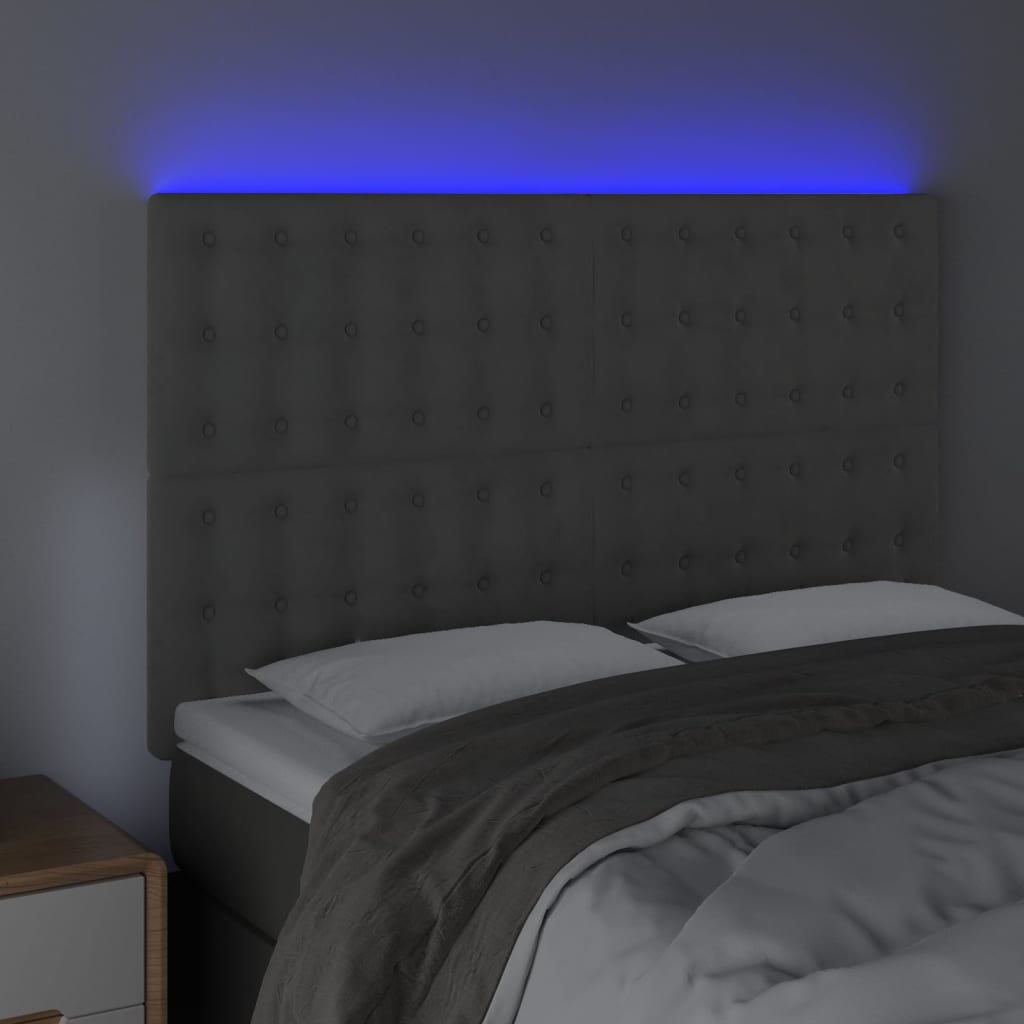 Hoofdbord LED 144x5x118/128 cm fluweel lichtgrijs is nu te koop bij PeponiXL, paradijselijk wonen!
