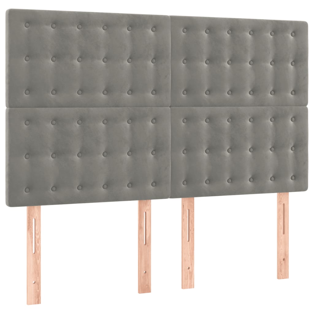 Hoofdbord LED 144x5x118/128 cm fluweel lichtgrijs is nu te koop bij PeponiXL, paradijselijk wonen!