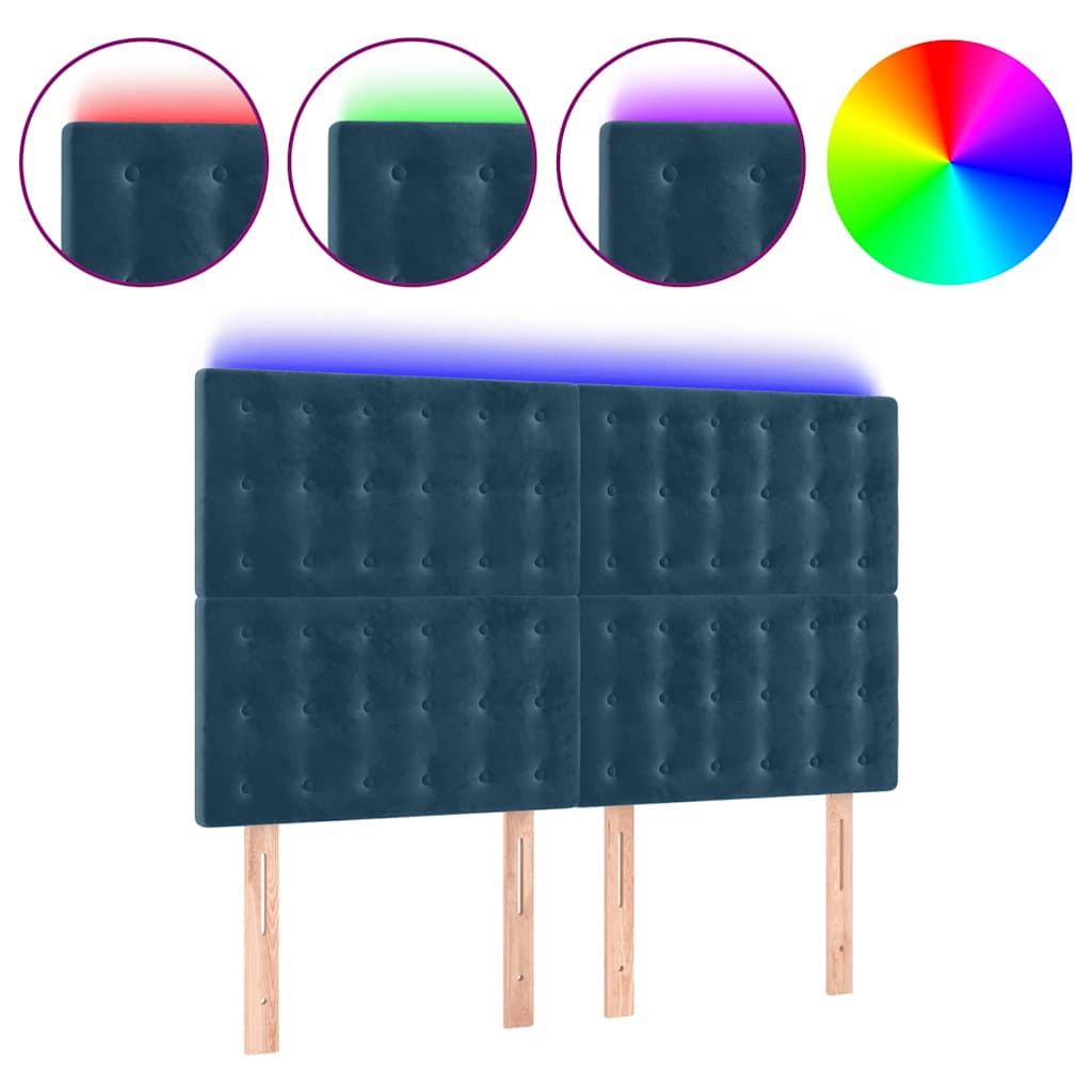 Hoofdbord LED 144x5x118/128 cm fluweel donkerblauw is nu te koop bij PeponiXL, paradijselijk wonen!