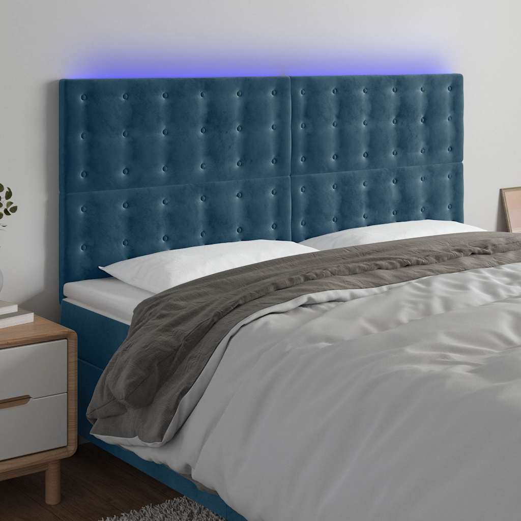Hoofdbord LED 160x5x118/128 cm fluweel donkerblauw is nu te koop bij PeponiXL, paradijselijk wonen!