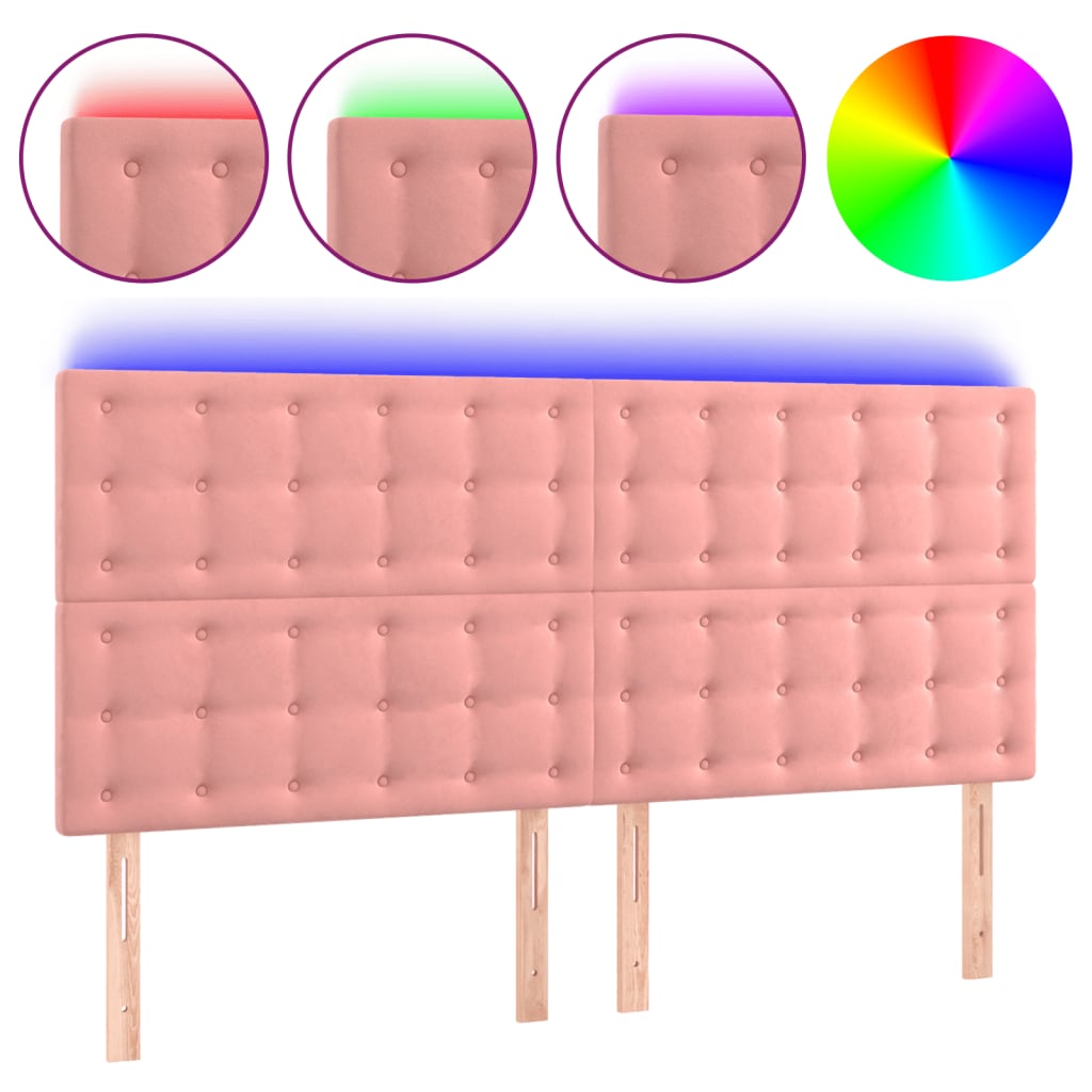 Hoofdbord LED 160x5x118/128 cm fluweel roze is nu te koop bij PeponiXL, paradijselijk wonen!
