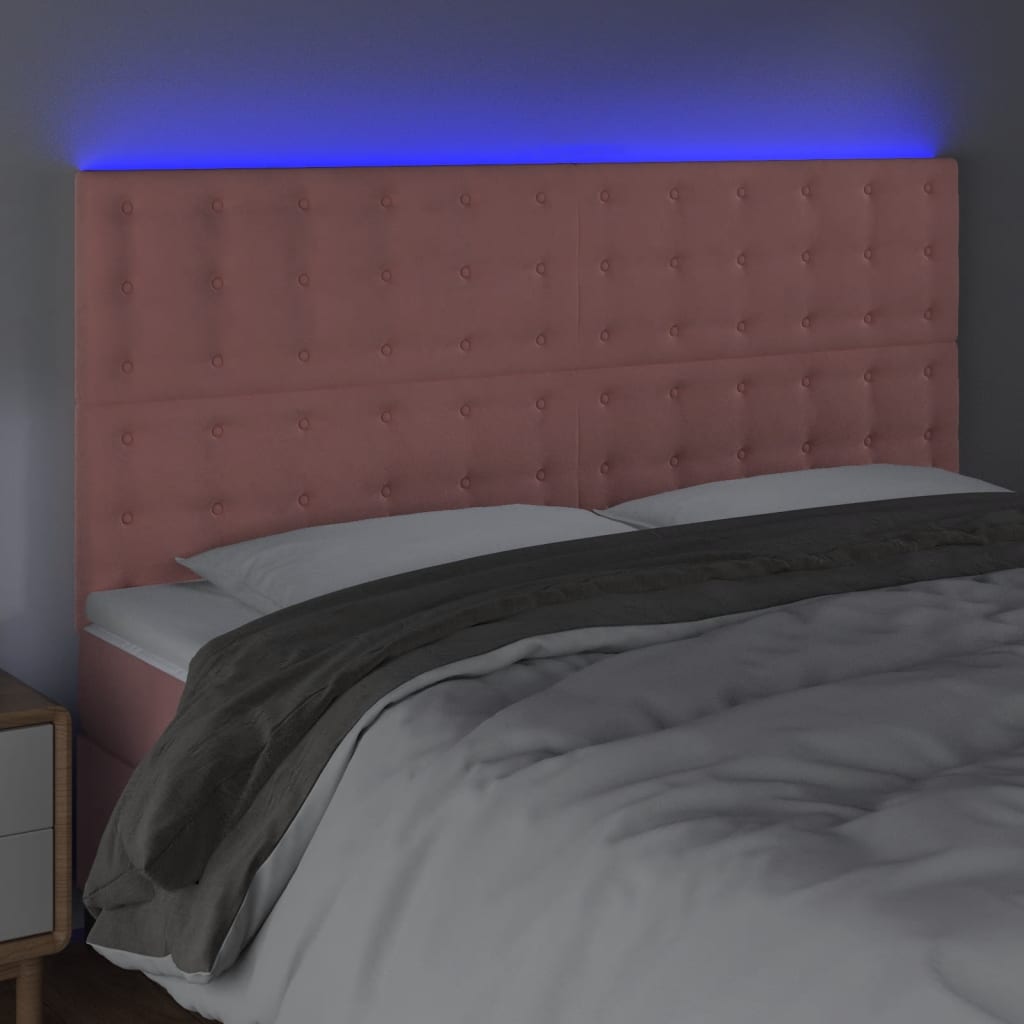 Hoofdbord LED 160x5x118/128 cm fluweel roze is nu te koop bij PeponiXL, paradijselijk wonen!