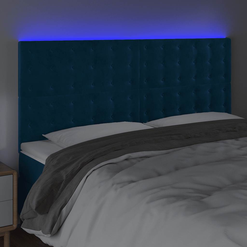Hoofdbord LED 180x5x118/128 cm fluweel donkerblauw is nu te koop bij PeponiXL, paradijselijk wonen!