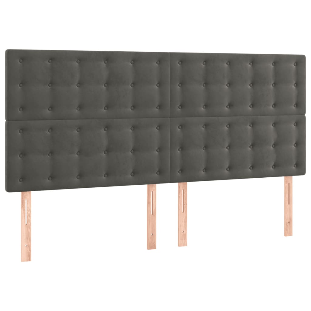 Hoofdbord LED 200x5x118/128 cm fluweel donkergrijs is nu te koop bij PeponiXL, paradijselijk wonen!