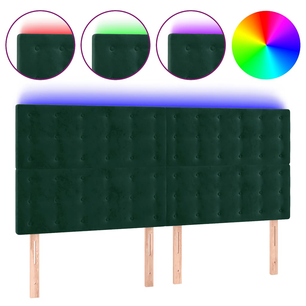 Hoofdbord LED 200x5x118/128 cm fluweel donkergroen is nu te koop bij PeponiXL, paradijselijk wonen!