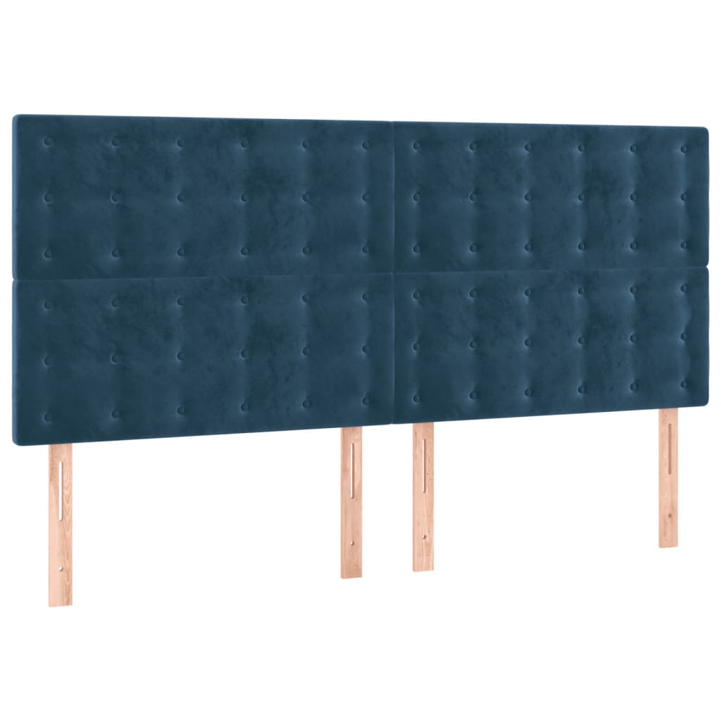 Hoofdbord LED 200x5x118/128 cm fluweel donkerblauw is nu te koop bij PeponiXL, paradijselijk wonen!