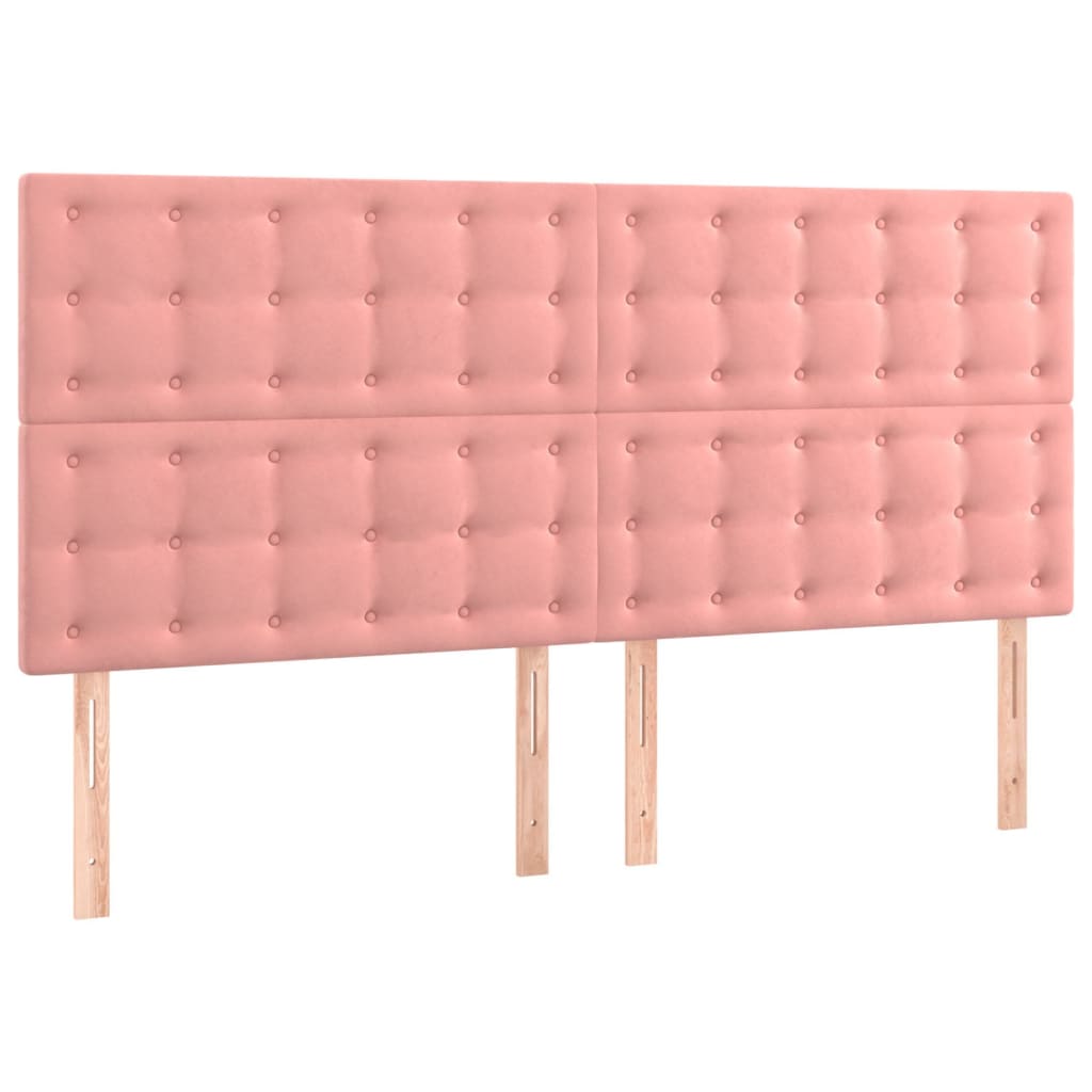 Hoofdbord LED 200x5x118/128 cm fluweel roze is nu te koop bij PeponiXL, paradijselijk wonen!