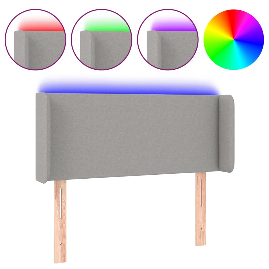 Hoofdbord LED 83x16x78/88 cm stof lichtgrijs is nu te koop bij PeponiXL, paradijselijk wonen!