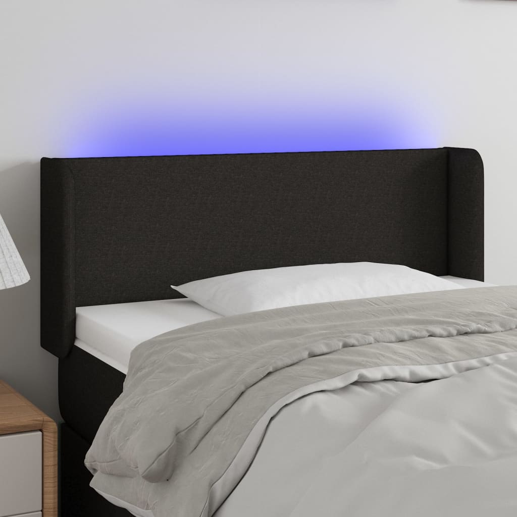 Hoofdbord LED 93x16x78/88 cm stof zwart is nu te koop bij PeponiXL, paradijselijk wonen!