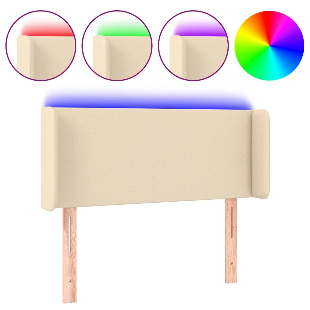 Hoofdbord LED 93x16x78/88 cm stof crèmekleurig is nu te koop bij PeponiXL, paradijselijk wonen!