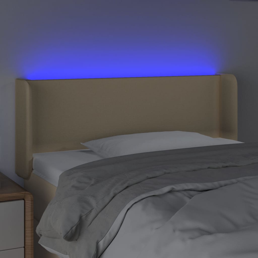 Hoofdbord LED 93x16x78/88 cm stof crèmekleurig is nu te koop bij PeponiXL, paradijselijk wonen!