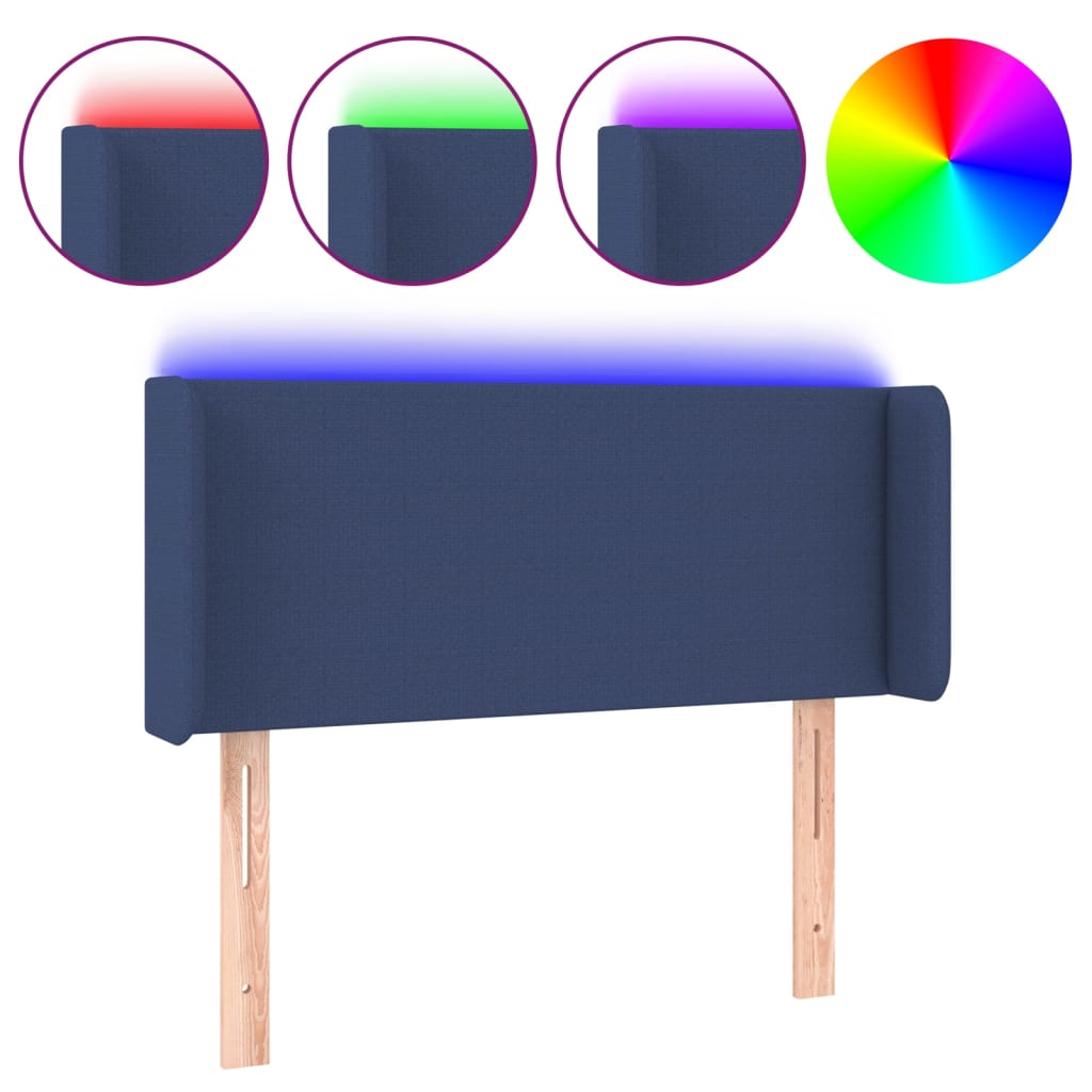 Hoofdbord LED 93x16x78/88 cm stof blauw is nu te koop bij PeponiXL, paradijselijk wonen!