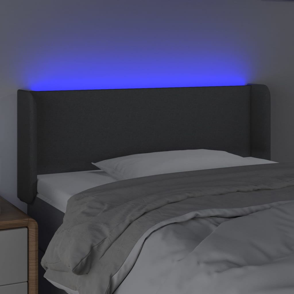 Hoofdbord LED 103x16x78/88 cm stof donkergrijs is nu te koop bij PeponiXL, paradijselijk wonen!