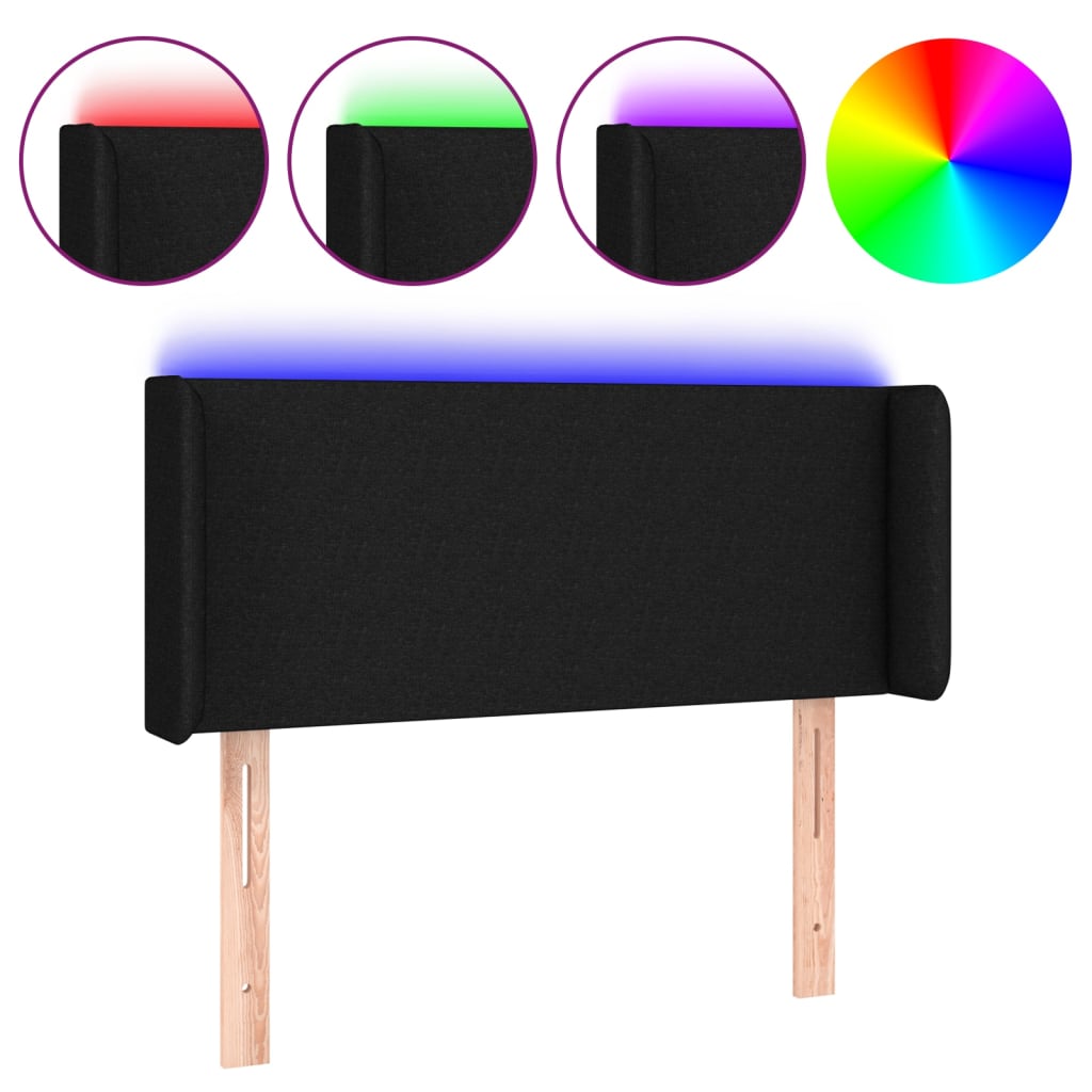 Hoofdbord LED 103x16x78/88 cm stof zwart is nu te koop bij PeponiXL, paradijselijk wonen!