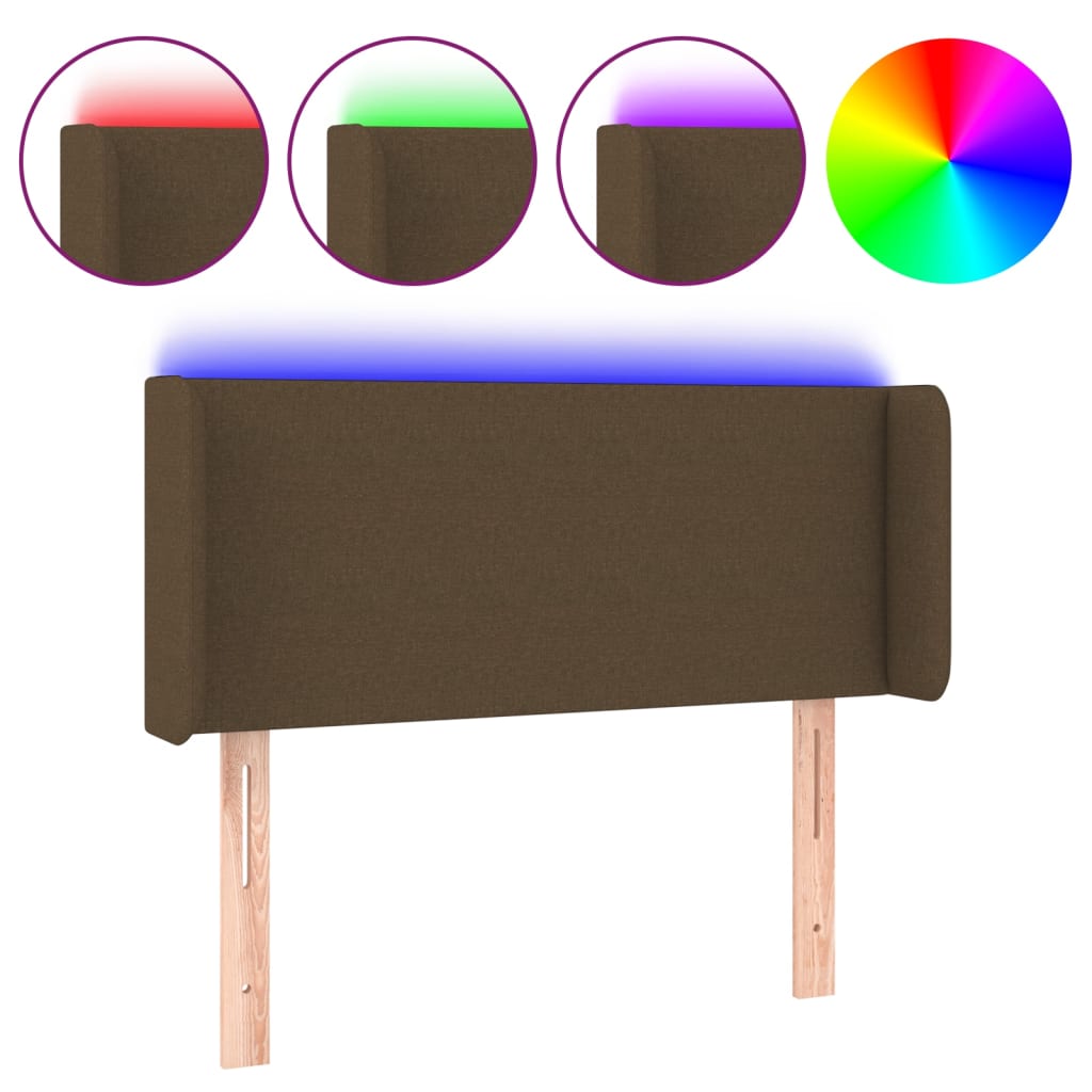 Hoofdbord LED 103x16x78/88 cm stof donkerbruin is nu te koop bij PeponiXL, paradijselijk wonen!