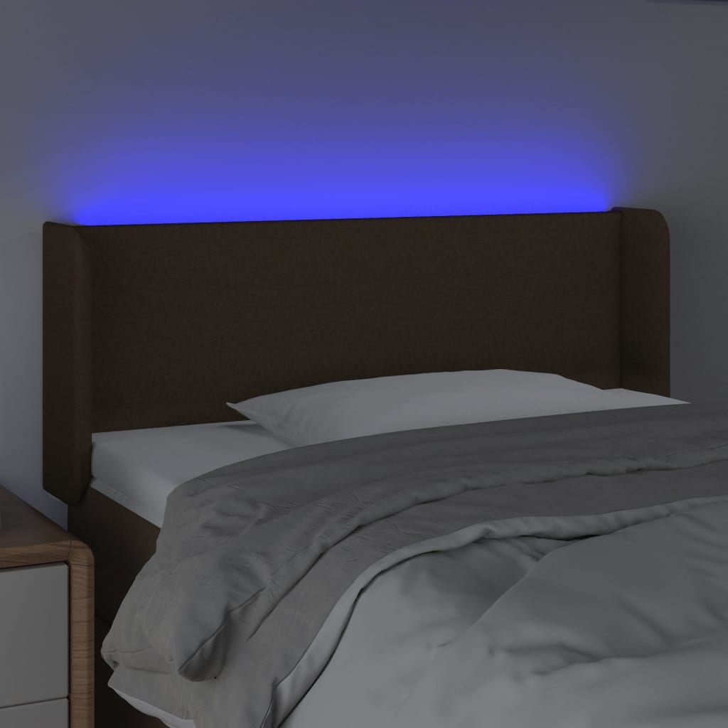 Hoofdbord LED 103x16x78/88 cm stof donkerbruin is nu te koop bij PeponiXL, paradijselijk wonen!