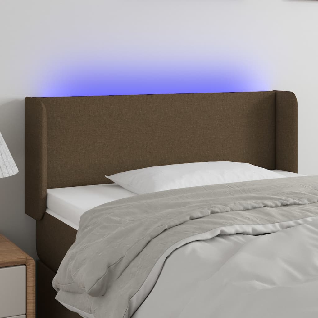 Hoofdbord LED 103x16x78/88 cm stof donkerbruin is nu te koop bij PeponiXL, paradijselijk wonen!
