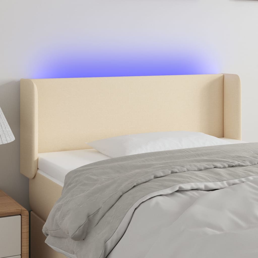 Hoofdbord LED 103x16x78/88 cm stof crèmekleurig is nu te koop bij PeponiXL, paradijselijk wonen!
