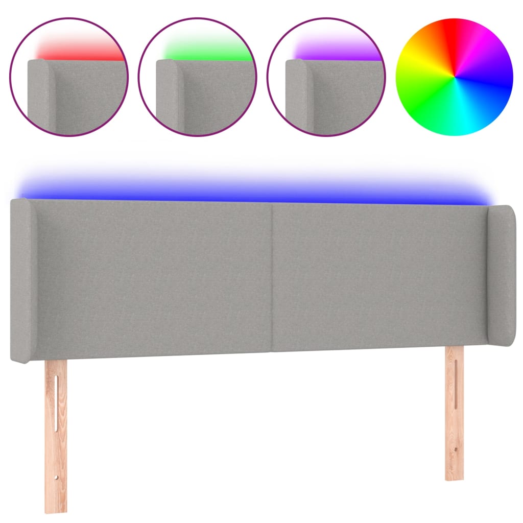 Hoofdbord LED 147x16x78/88 cm stof lichtgrijs is nu te koop bij PeponiXL, paradijselijk wonen!