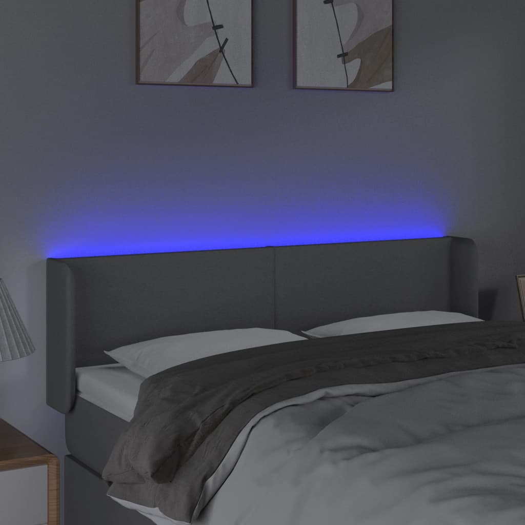 Hoofdbord LED 147x16x78/88 cm stof lichtgrijs is nu te koop bij PeponiXL, paradijselijk wonen!