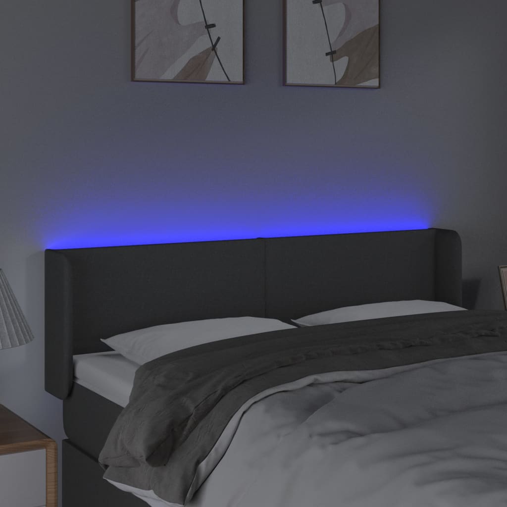 Hoofdbord LED 147x16x78/88 cm stof donkergrijs is nu te koop bij PeponiXL, paradijselijk wonen!