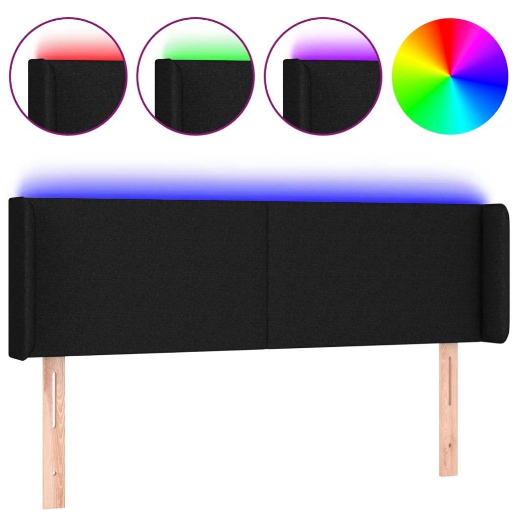 Hoofdbord LED 147x16x78/88 cm stof zwart is nu te koop bij PeponiXL, paradijselijk wonen!
