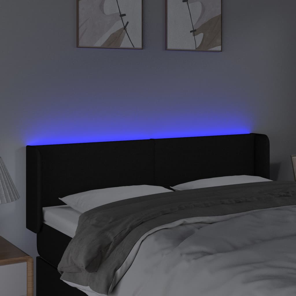 Hoofdbord LED 147x16x78/88 cm stof zwart is nu te koop bij PeponiXL, paradijselijk wonen!