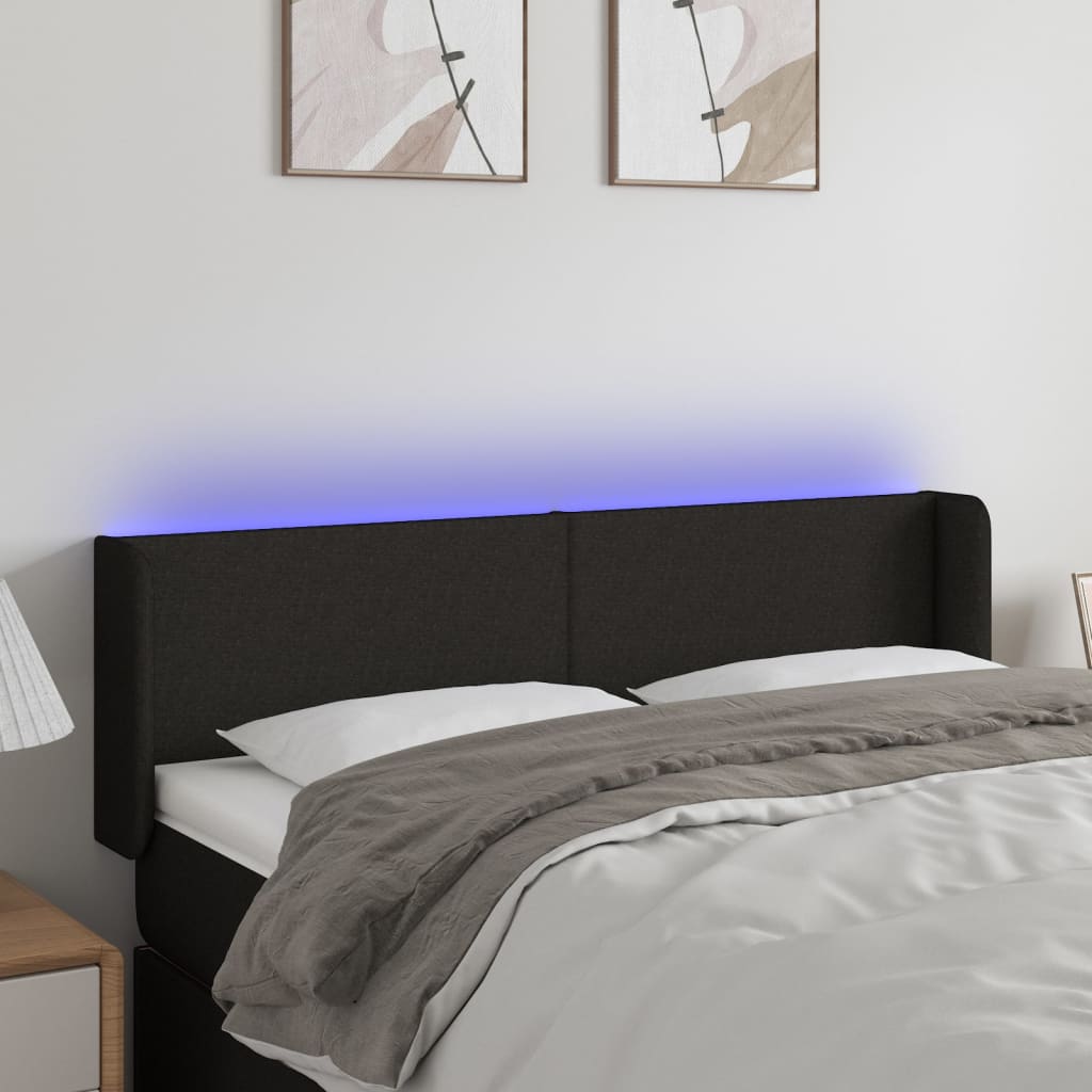 Hoofdbord LED 147x16x78/88 cm stof zwart is nu te koop bij PeponiXL, paradijselijk wonen!