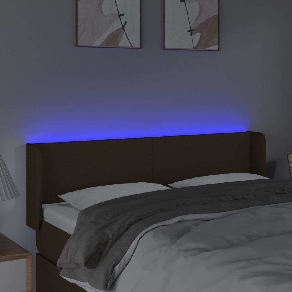 Hoofdbord LED 147x16x78/88 cm stof donkerbruin is nu te koop bij PeponiXL, paradijselijk wonen!