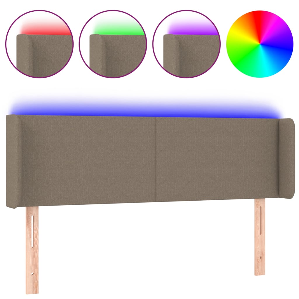 Hoofdbord LED 147x16x78/88 cm stof taupe is nu te koop bij PeponiXL, paradijselijk wonen!