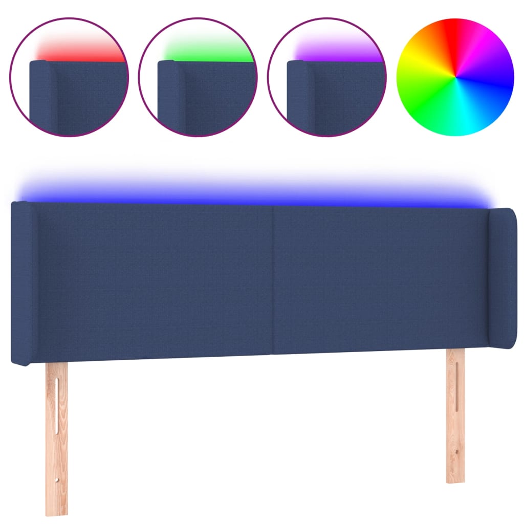 Hoofdbord LED 147x16x78/88 cm stof blauw is nu te koop bij PeponiXL, paradijselijk wonen!