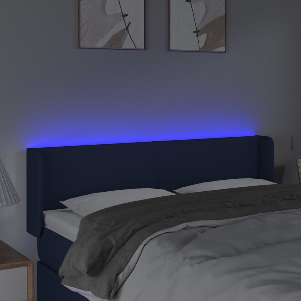 Hoofdbord LED 147x16x78/88 cm stof blauw is nu te koop bij PeponiXL, paradijselijk wonen!